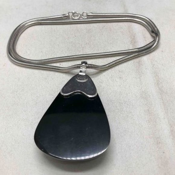 1970s Lanvin Lucite Teardrop Medallion Necklace
